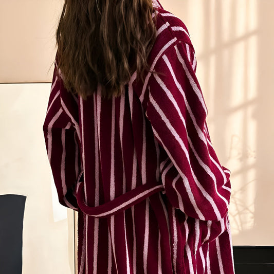LineaLoom Cotton Robe – Effortless Calm in Soft, Striped Layers