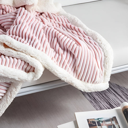 Yuki Stripe Sherpa Blanket – Soft Stripes for Serene Comfort