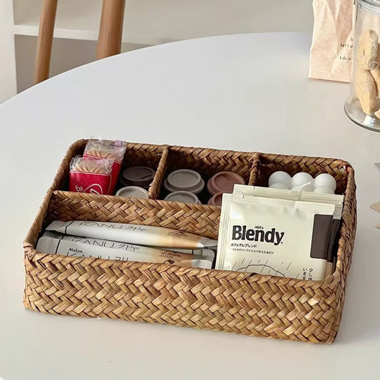 TideWeave Handcrafted Rattan Desk Organiser