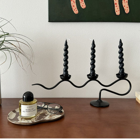 Kazan Iron Candle Holder – Twisted Sculptural Form