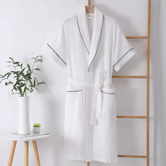 SoraLinen Summer Cotton Bathrobe – Light Japanese-Inspired Robe for Calm Living