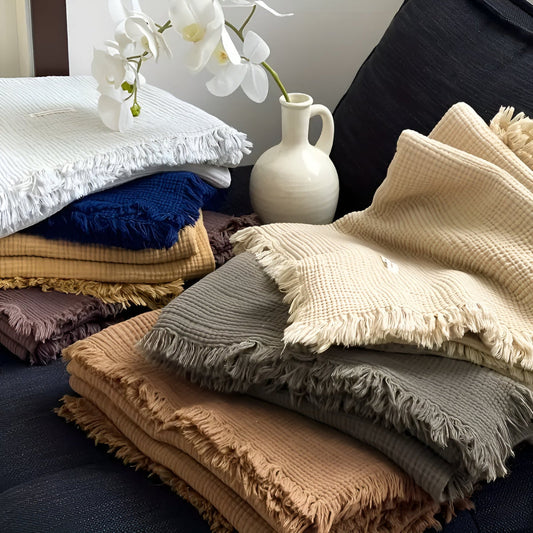 Sazanami Cotton Crinkle Throw Blanket