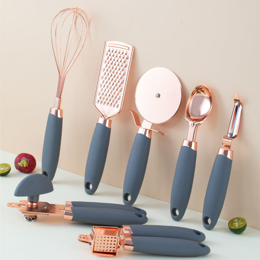 PeelCraft Copper Peeler Set – 7-Piece Kitchen Essentials in Brushed Metal Finish