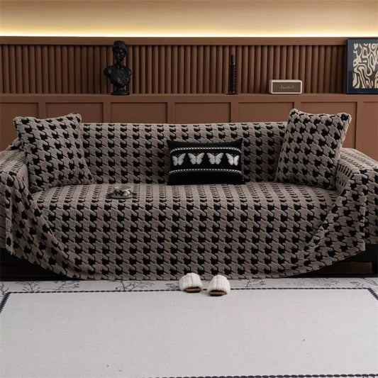 Cavallo Houndstooth Plush Sofa Cover