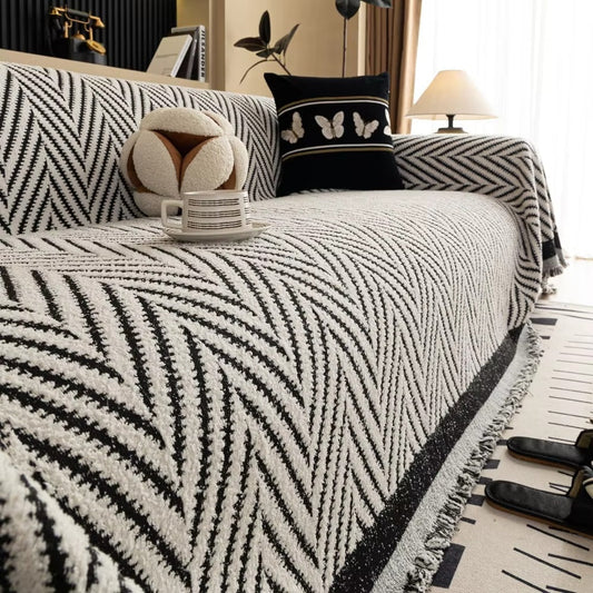 Hishika Chevron Tassel Sofa Cover