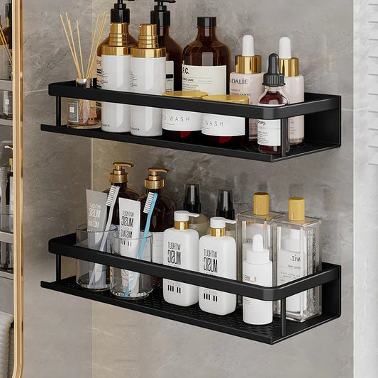 AquaForm Black Shower Shelf – Modern Space-Saving Design with Clean Minimal Lines
