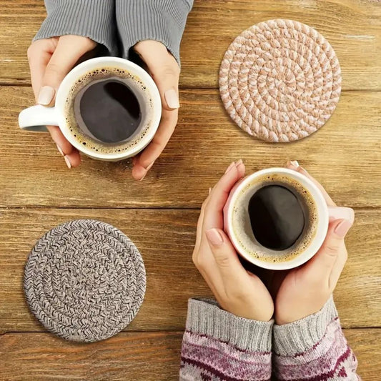 Asa Woven Rattan Coaster 8Pcs Set