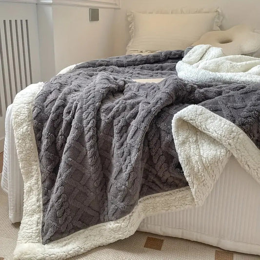 SnugSherpa Dual-Layer Blanket – Thick Fleece & Sherpa Throw for Deep Winter Comfort