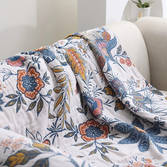 BrushBloom Boho Throw – Lightweight Artistic Floral Blanket for Layered Living