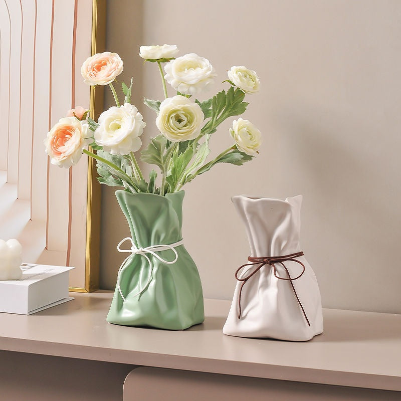 Ceramic Bag Vase – Sculptural Stoneware Inspired by a Paper Bag