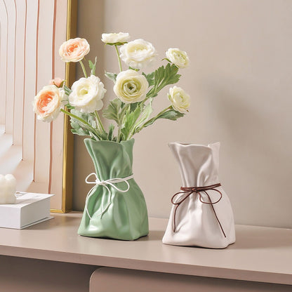 Ceramic Bag Vase – Sculptural Stoneware Inspired by a Paper Bag