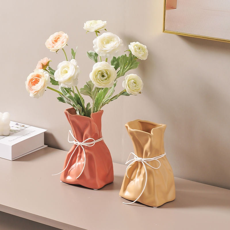Ceramic Bag Vase – Sculptural Stoneware Inspired by a Paper Bag