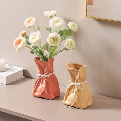 Ceramic Bag Vase – Sculptural Stoneware Inspired by a Paper Bag