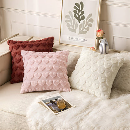 Amoura Plush Cushion Cover – Heart-Shaped Velvet Elegance