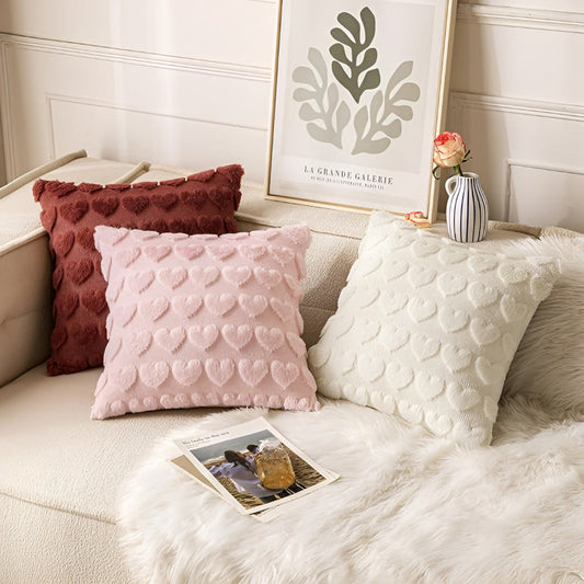 Amoura Plush Cushion Cover – Heart-Shaped Velvet Elegance