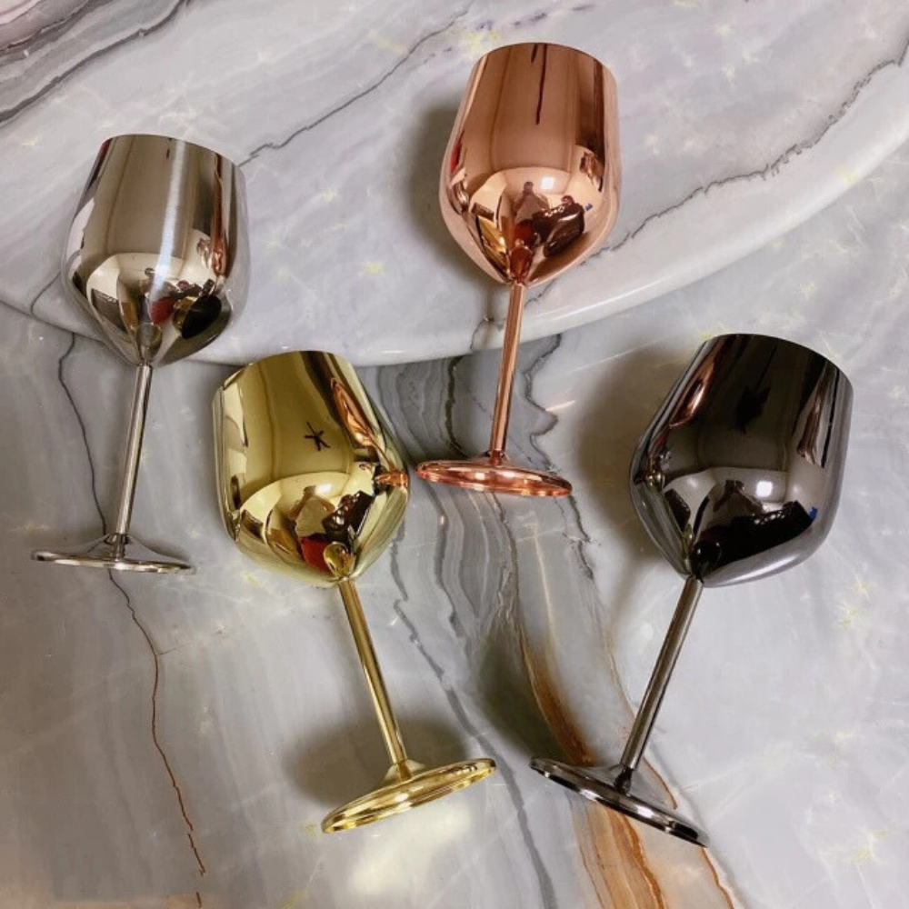GlowPour Stainless Wine Goblet – Modern Steel Wine glass