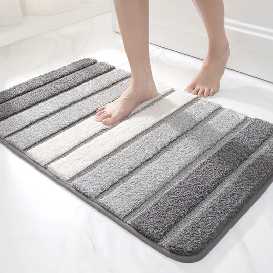 LumaStripe Bath Mat – Soft Structure for Serene Steps