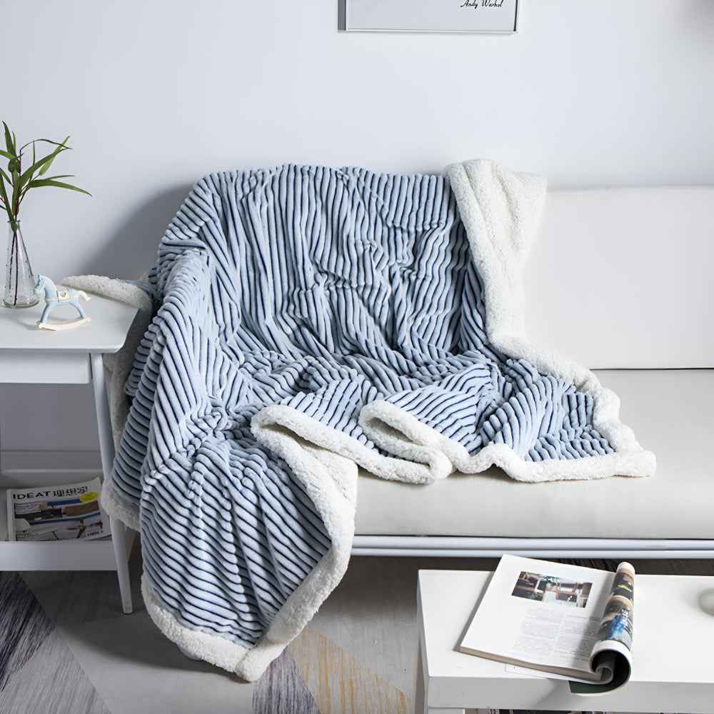 Yuki Stripe Sherpa Blanket – Soft Stripes for Serene Comfort