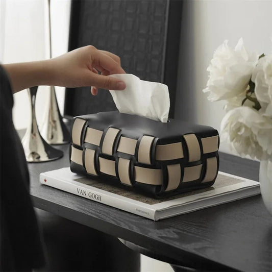 WeaveLux Vegan Leather Tissue Holder – Calm Elegance with a Touch of Texture
