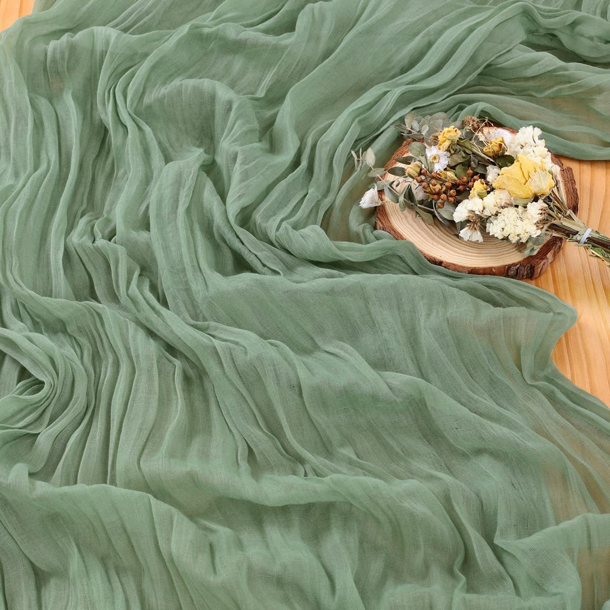 BohemeFold Table Runner – Soft Chambray Voile with Twisted Boho Fringe