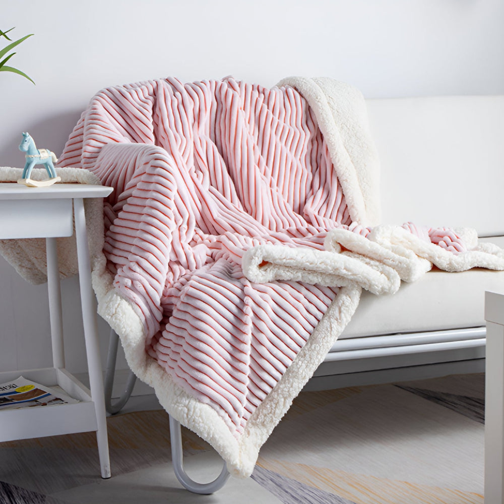 Yuki Stripe Sherpa Blanket – Soft Stripes for Serene Comfort