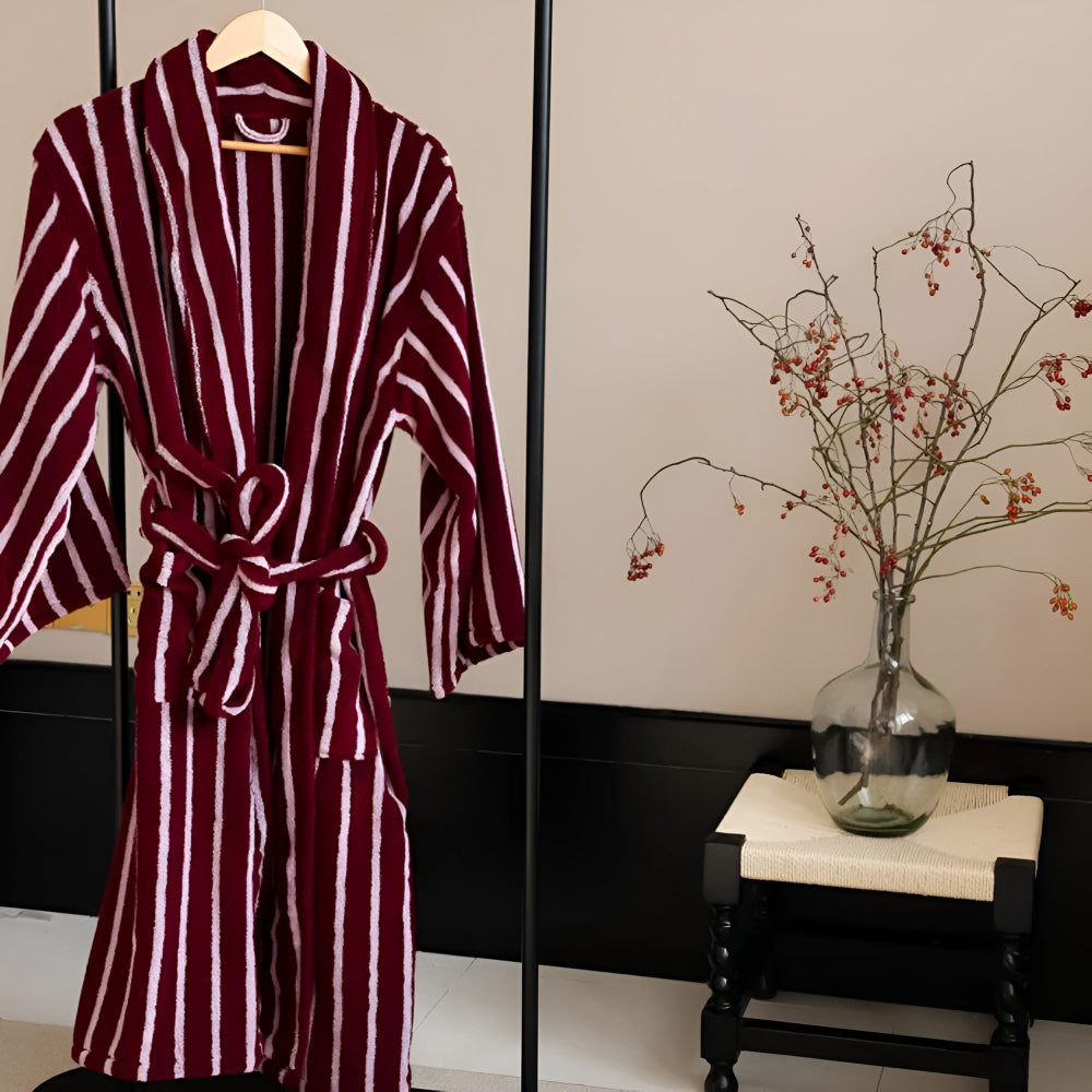 LineaLoom Cotton Robe – Effortless Calm in Soft, Striped Layers