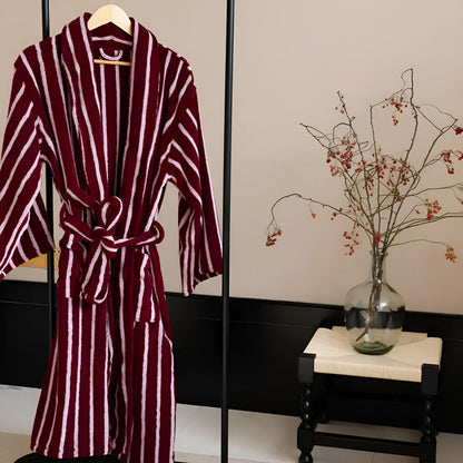 LineaLoom Cotton Robe – Effortless Calm in Soft, Striped Layers