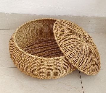 MoriDome Handwoven Rattan Lidded Basket