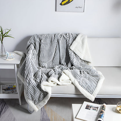 Yuki Stripe Sherpa Blanket – Soft Stripes for Serene Comfort