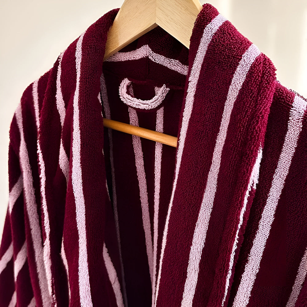 LineaLoom Cotton Robe – Effortless Calm in Soft, Striped Layers