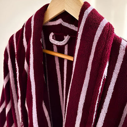 LineaLoom Cotton Robe – Effortless Calm in Soft, Striped Layers