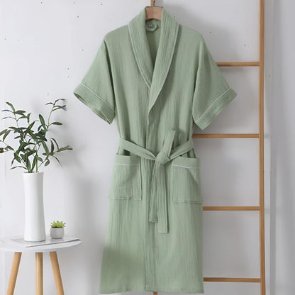 SoraLinen Summer Cotton Bathrobe – Light Japanese-Inspired Robe for Calm Living