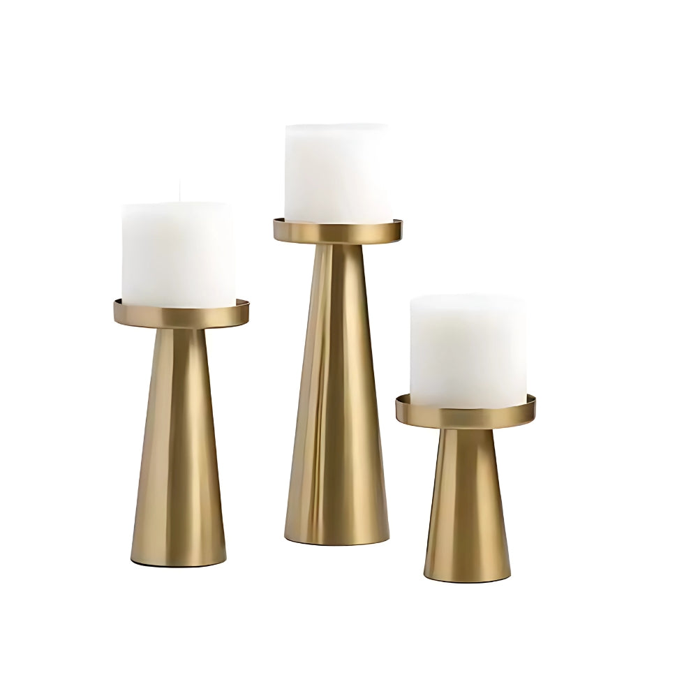 Hikari Brass Candle Holders – Set of Three Sculptural Forms