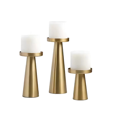 Hikari Brass Candle Holders – Set of Three Sculptural Forms