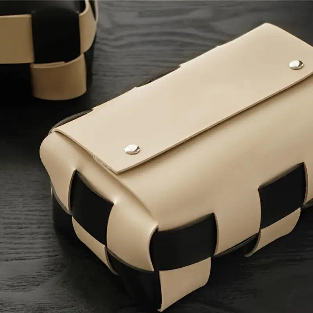 WeaveLux Vegan Leather Tissue Holder – Calm Elegance with a Touch of Texture