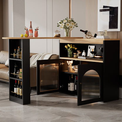 Extendable Kitchen Island Table with Storage and LED Light lifestyle product photo in kitchen