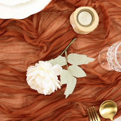 BohemeFold Table Runner – Soft Chambray Voile with Twisted Boho Fringe