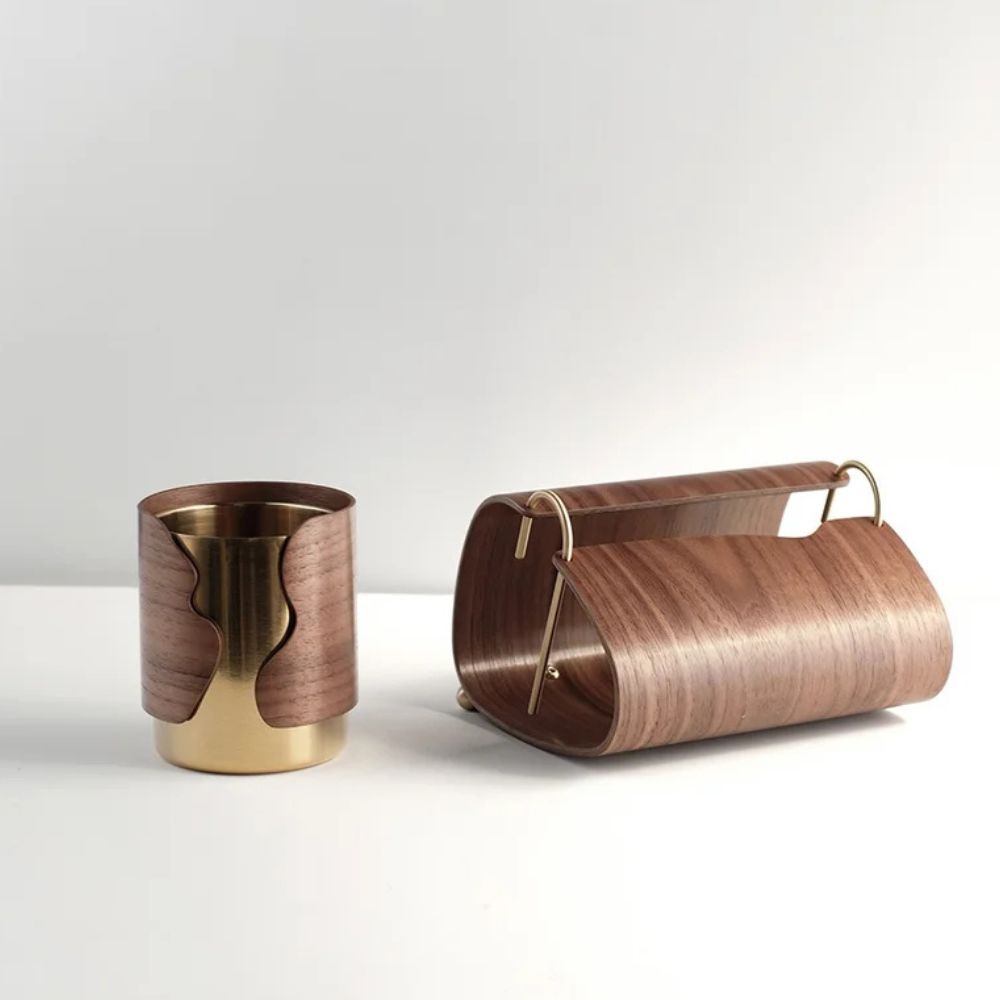 LumiWood Brass Tissue Holder – Refined Warmth for Calm, Elegant Spaces
