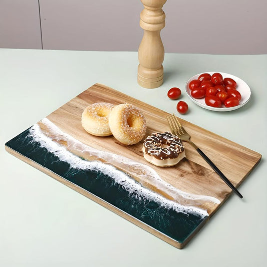 TideCraft Acacia Cutting Board – Ocean Resin Art Meets Natural Wood Beauty