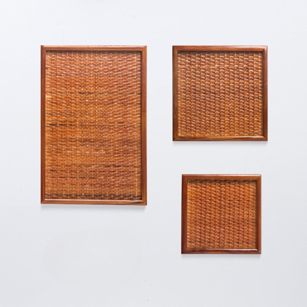 Yuzen Handcrafted Rattan & Wood Tea Tray
