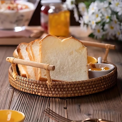 HarvestWeave Handcrafted Rattan Serving Tray
