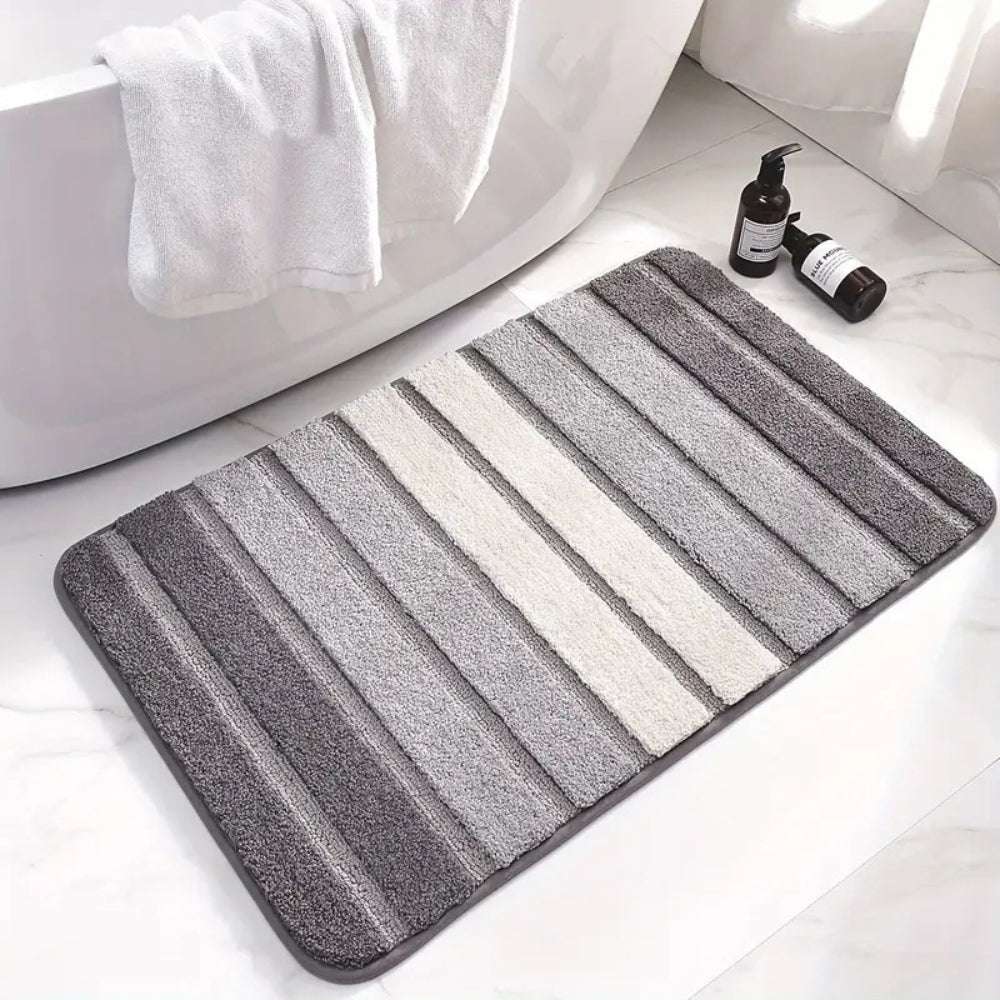 LumaStripe Bath Mat – Soft Structure for Serene Steps