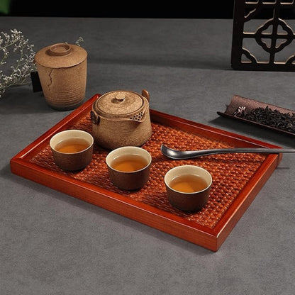 Yuzen Handcrafted Rattan & Wood Tea Tray
