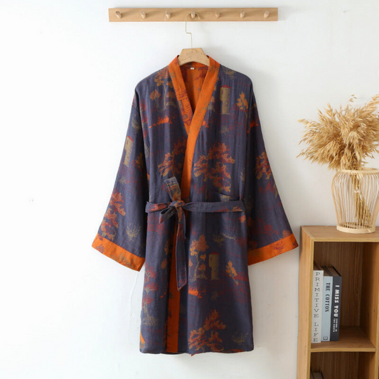 CloudWeave Cotton Kimono Bathrobe – Rustic Elegance for Calm, Everyday Rituals