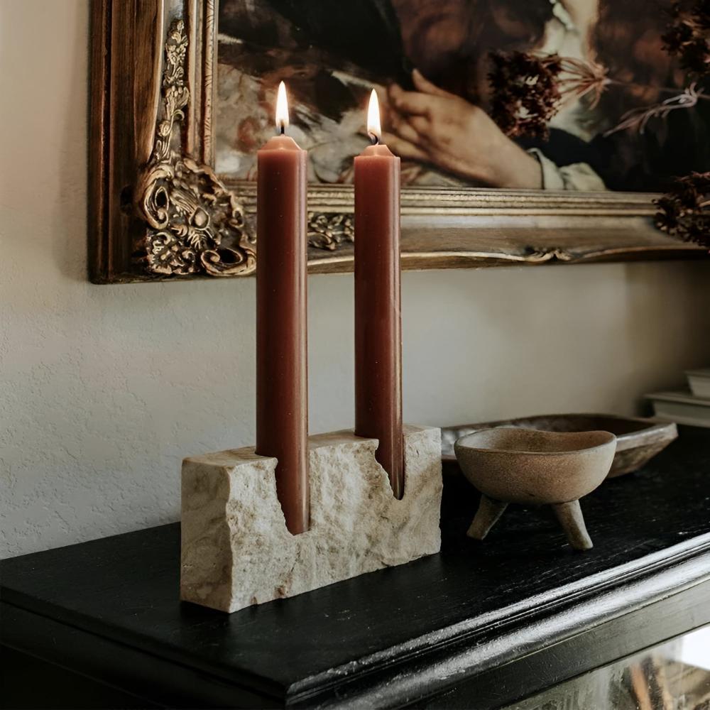Ishi Stone Candle Stand – Timeless Glow in Sculptural Form