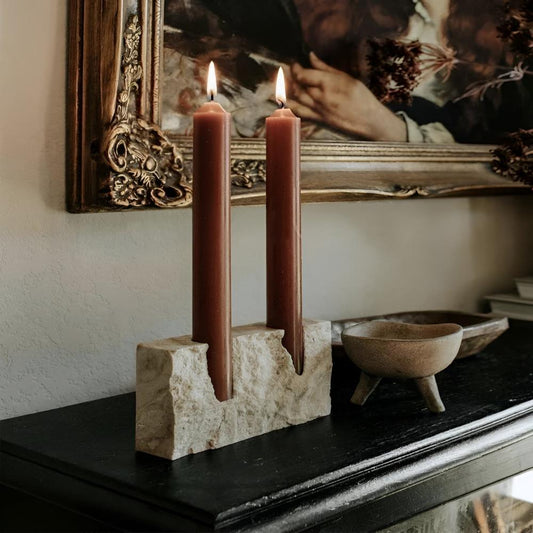Ishi Stone Candle Stand – Timeless Glow in Sculptural Form