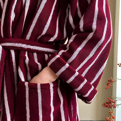 LineaLoom Cotton Robe – Effortless Calm in Soft, Striped Layers