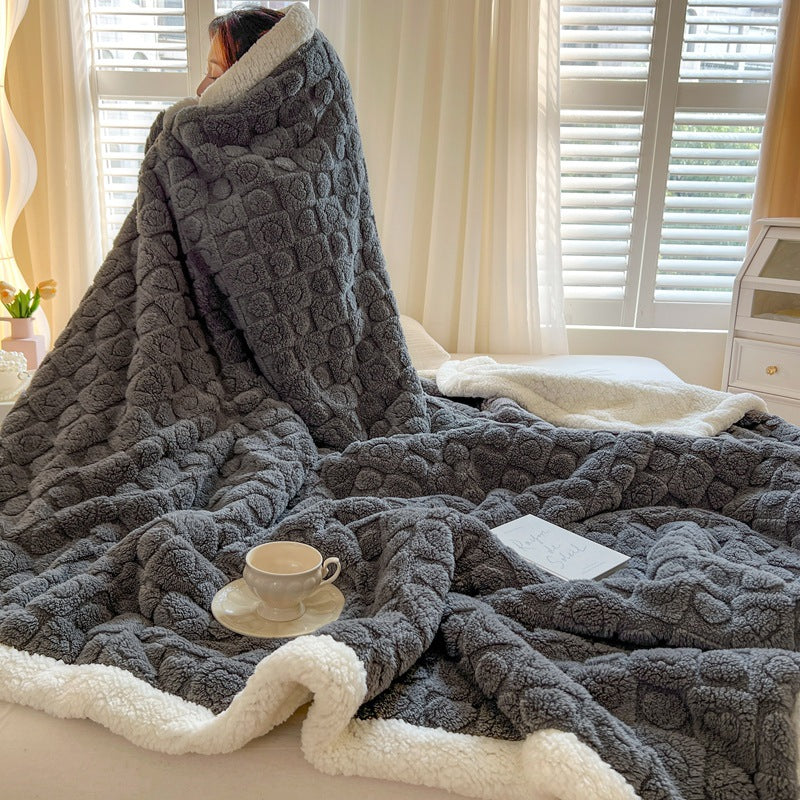 NestLayer Berber Fleece Blanket – Double-Layer Velvet Throw for Deeper Warmth