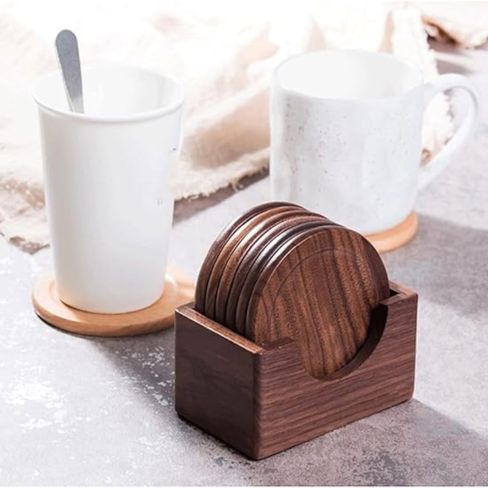 Kanzashi Japanese-Style Wooden Coaster 6pcs Set