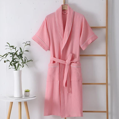 SoraLinen Summer Cotton Bathrobe – Light Japanese-Inspired Robe for Calm Living